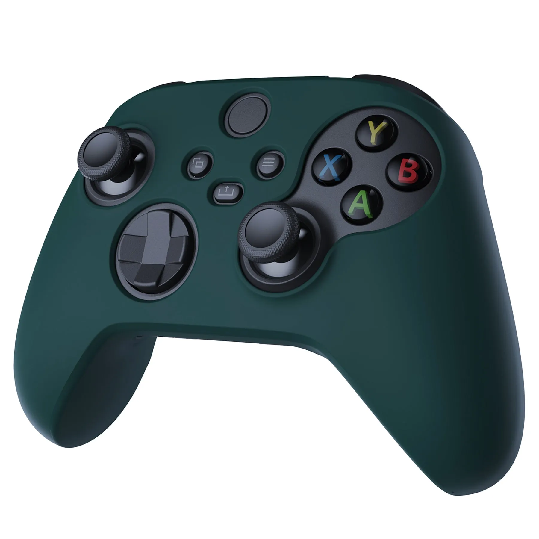 PlayVital Racing Green Pure Series Anti-Slip Silicone Cover Skin for Xbox Series X Controller, Soft Rubber Case Protector for Xbox Series S Controller with Black Thumb Grip Caps - BLX3004