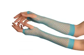 Royal Blue Fishnet Fingerless Party Gloves