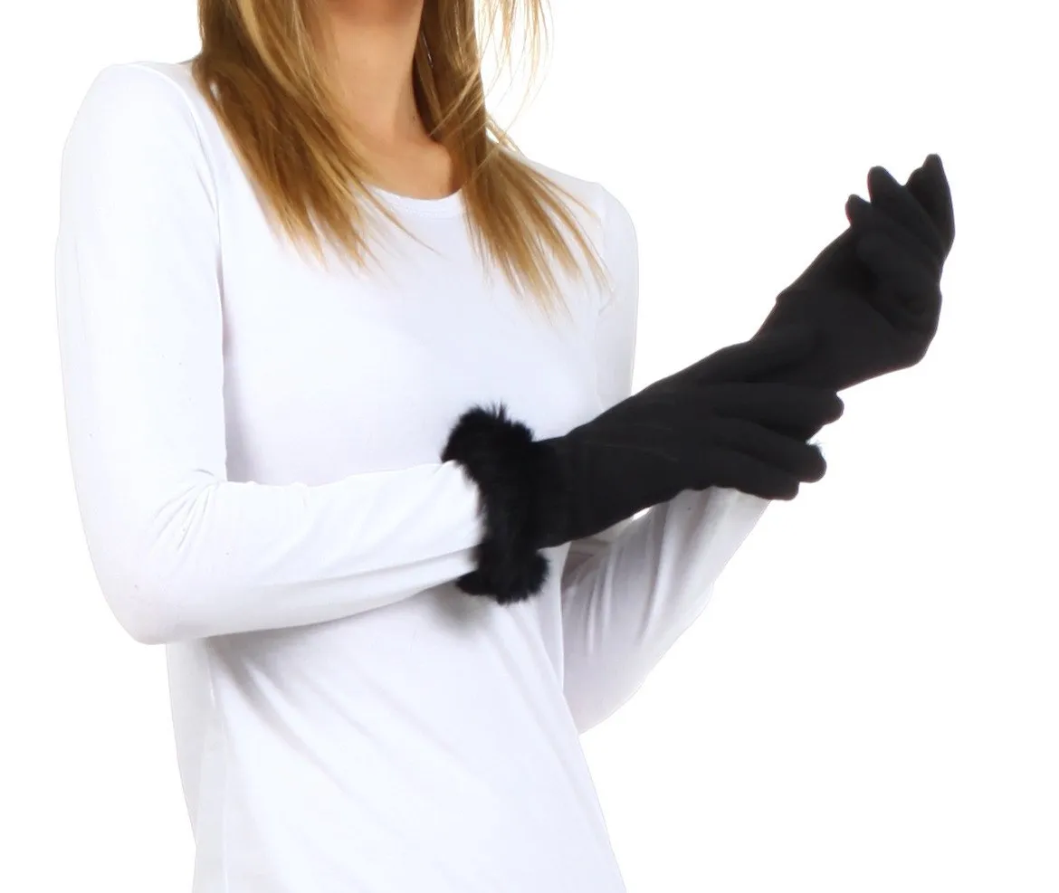 Sakkas Fleece Lined Faux Fur Touchscreen Gloves