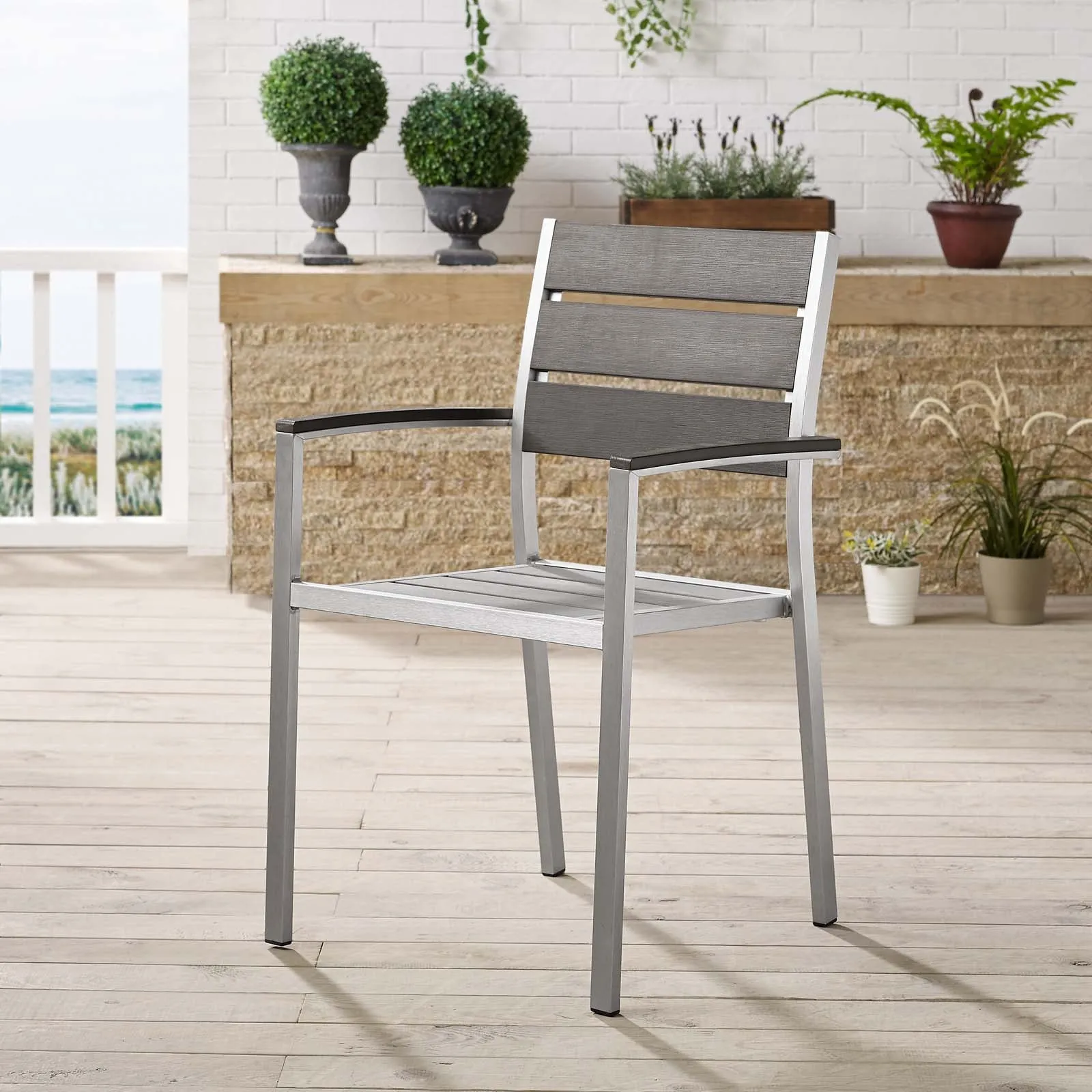 Shore Outdoor Patio Aluminum Dining Armchair by Modway