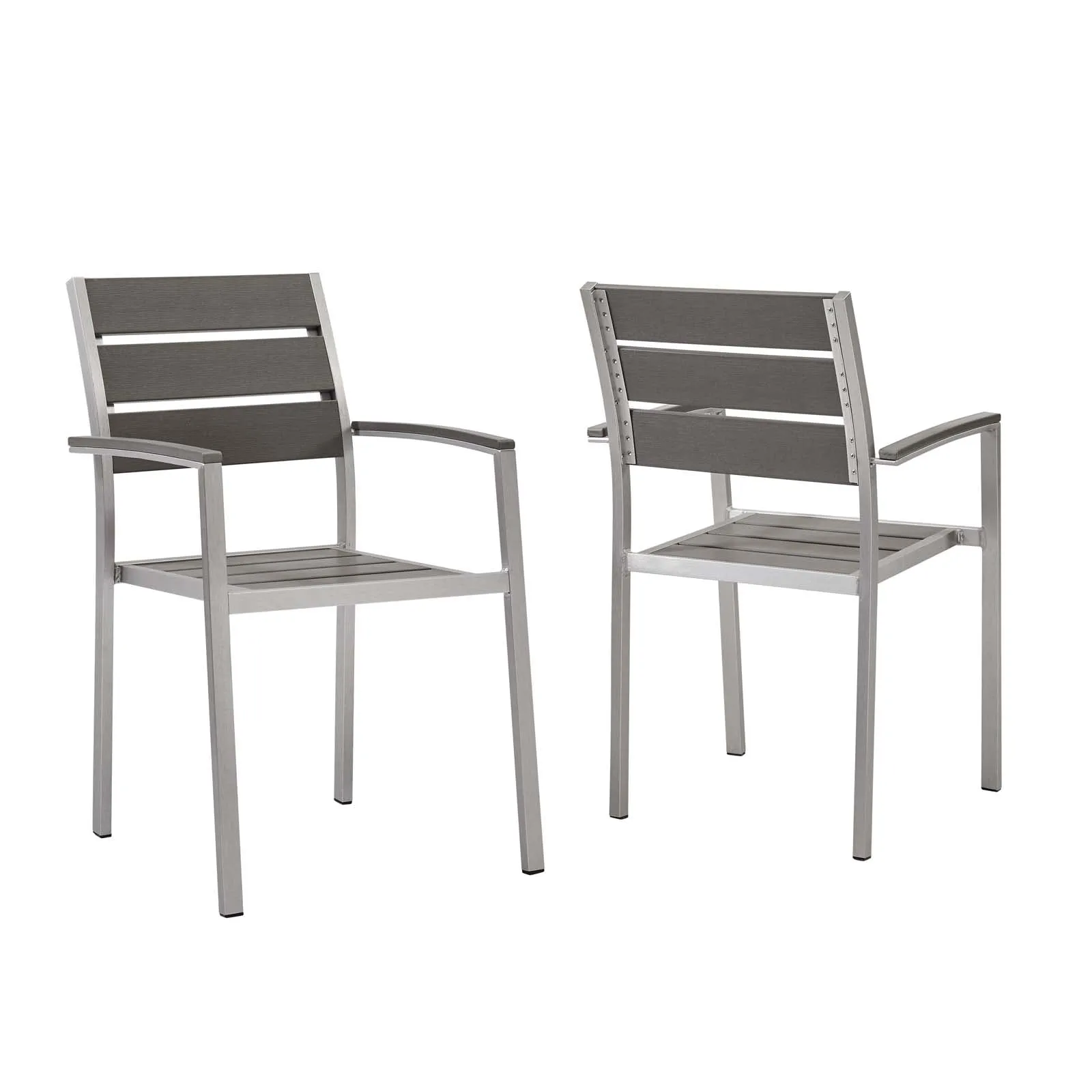 Shore Outdoor Patio Aluminum Dining Armchair Set of 2