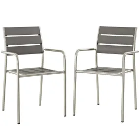 Shore Outdoor Patio Aluminum Dining Rounded Armchair Set of 2 by Modway