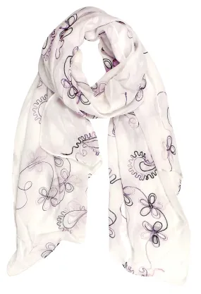 Summer Fashion Blossom Embroidered Sheer Floral Scarf Wrap Shawl