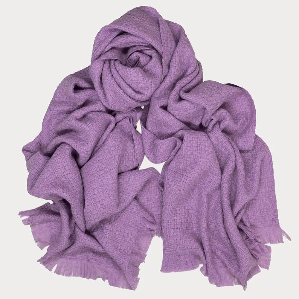 Super Luxe Wild Wisteria Basket Weave Cashmere Shawl