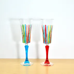 Timeless Champagne Glasses, Set of 2, Hand-Painted Italian Crystal