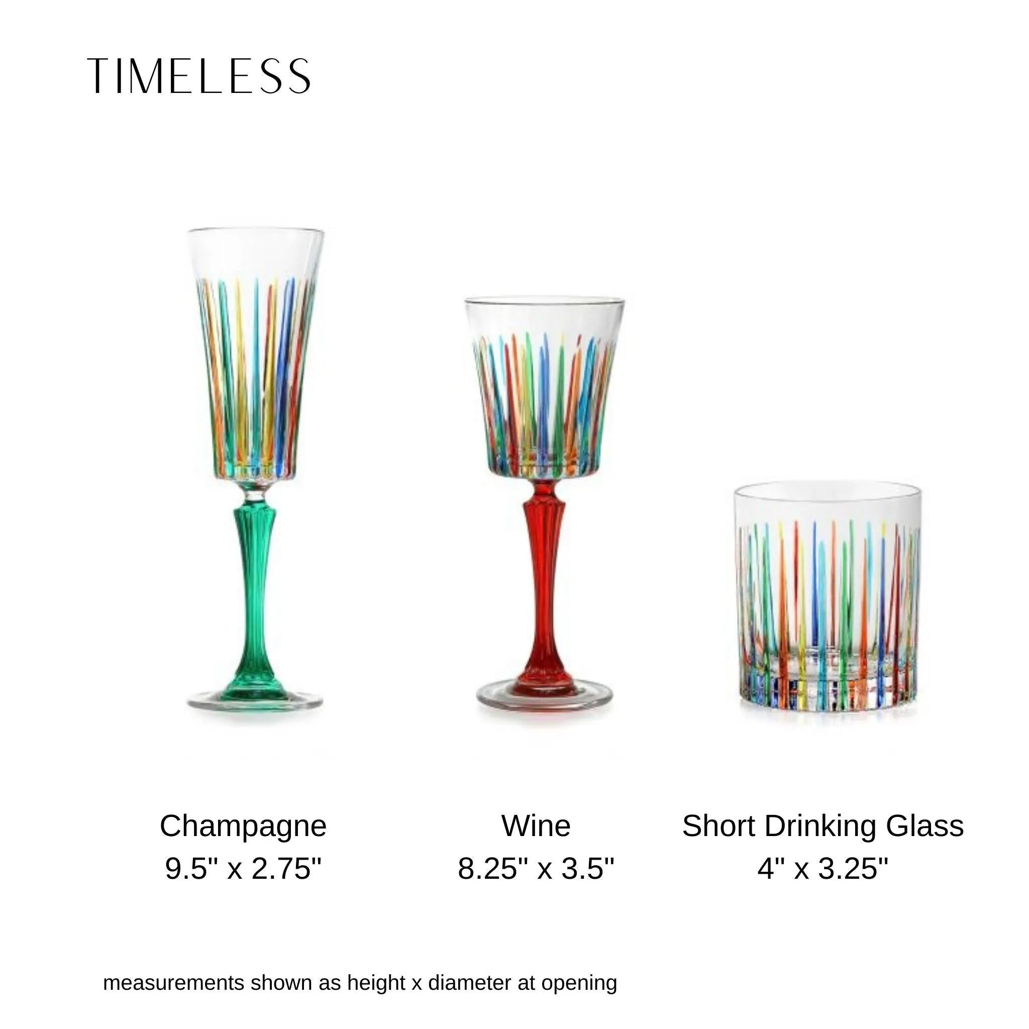 Timeless Champagne Glasses, Set of 2, Hand-Painted Italian Crystal