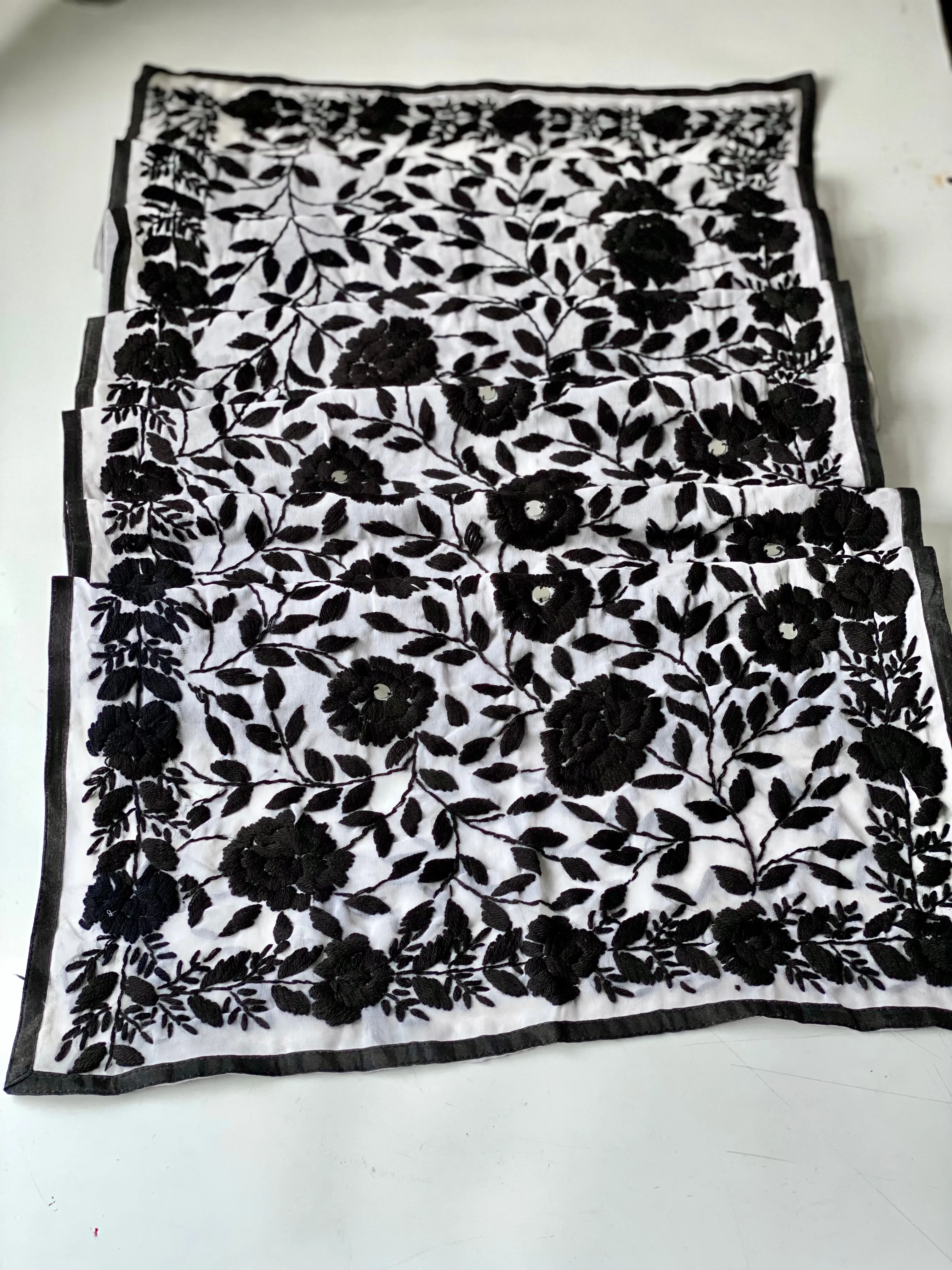 White x Black Mini Georgette Neck Scarf / Wrap